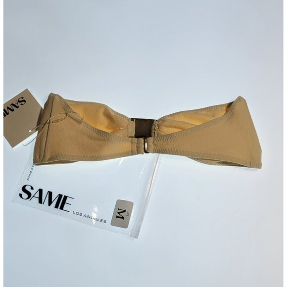 SAME LOS ANGELES BIKINY WOMENS TOP HAMMER BANDEU MEDIUM BEIGE FAUX SUEDE - Picture 3 of 6